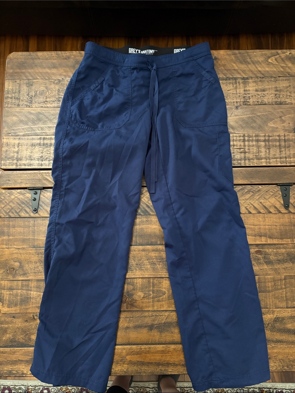 Grey's Anatomy Womens Navy Drawstring Scrub Pants